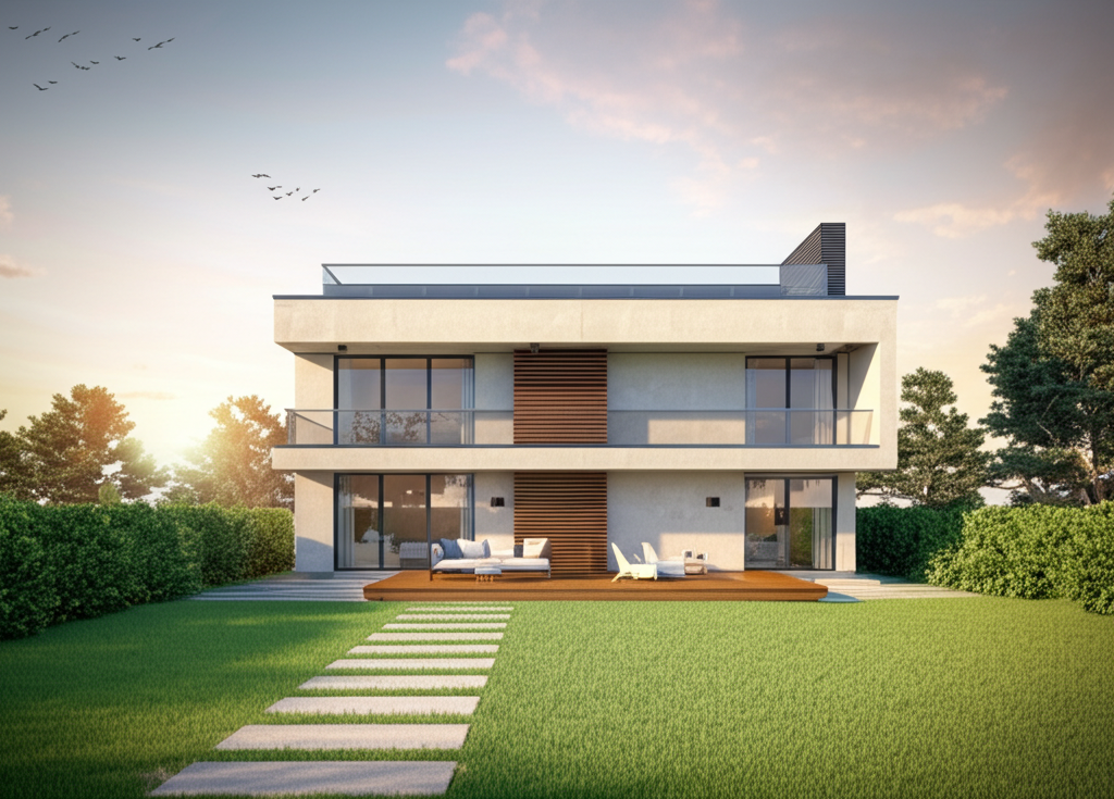 Renderização 3D de Residência Moderna